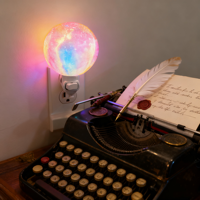 Lampe de Nuit LED 3D en Forme de Lune/Terre, Projection d'Étoiles Colorée, Moderne, en ABS, à Brancher, pour Chambre d'Enfant, CRI 95 Moyen