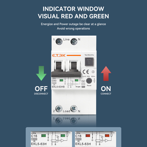 ETEK タイプB RCBO <span class=keywords><strong>2P</strong></span> 32A/40A/63A 30mA トリッピングカーブC 1P+N RCBO漏電遮断器 電流漏れ保護機能付き モデルEKL5-63B - Product Image 5