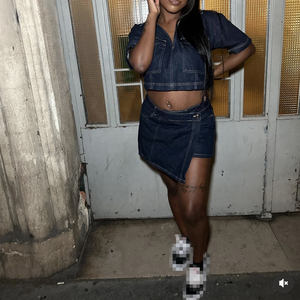 Nuovo Design moda estate due pezzi <span class=keywords><strong>Sexy</strong></span> <span class=keywords><strong>abbigliamento</strong></span> <span class=keywords><strong>donna</strong></span> abbinata Set Jeans Jeans Crop Top Mini irregolare 2 pezzi gonna Set - Product Image 2