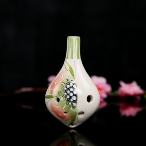 Ocarina en céramique AC en forme de poire à 6 trous, artisanat artistique à l'aquarelle dessiné à la main, instrument de musique pour étudiant débutant - Product Image 3