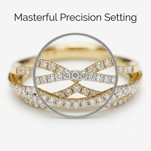 Bague en or massif 18 carats (AU750) torsadée avec diamants, bande entrelacée, bijoux fins, prix direct usine, support OEM - Product Image 2