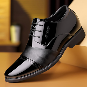 Mocassins en cuir à bout pointu pour hommes, à enfiler, avec talon compensé dissimulé, nouvelle collection, en cuir véritable, pour le bureau, la carrière et les mariages - Product Image 3