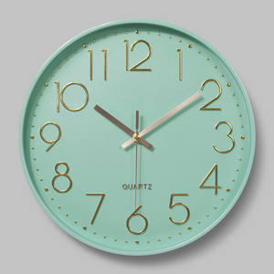 <span class=keywords><strong>Reloj</strong></span> de pared nórdico minimalista con borde grueso, cronógrafo 3D de pared verde menta de 12 pulgadas, decoración del hogar para habitación juvenil - Product Image 1