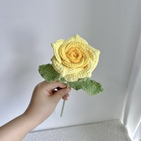 Künstliche Blumen Romantische Moderne Baumwollstoff Handgefertigte Häkel-Einzelne Große Rote Rosen Umweltfreundlich Langlebig