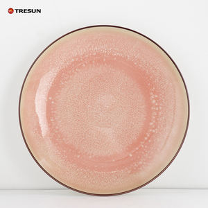 OEM ODM Usine chinoise Vente en gros Style japonais Couleur bleue émaillée 8 "10" Ustensiles de cuisine en céramique Assiette à dîner Plats - Product Image 4