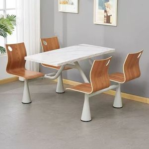 Restaurant Sets Wooden <b>Table</b> And Chairs Integrated Fast Food Canteen Furniture For School Or Commercial Use - Product Image 2