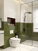 Carreaux muraux de salle de bain en céramique de style français, série brique faite à la main vert foncé, résistants à l'usure, 400x800, pour salle de bain et balcon