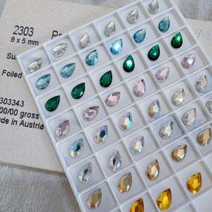 Strass en verre autentique 2303, forme poire, à dos plat, thermocollants, fabriqués en Autriche, pour sacs à main tendance et sacs à la mode, produit transfrontalier très prisé - Product Image 3