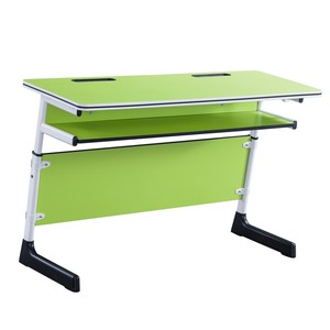 Henmei Double Student <b>Desk</b> With Storage <b>Shelf</b> For School Classroom Use Modern Simple Design Green Color - Product Image 1