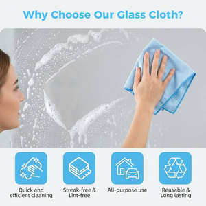 Chiffon de polissage pour verre, chiffon de nettoyage miracle sans traces, chiffons de nettoyage en <span class=keywords><strong>microfibre</strong></span> sans peluches pour la cuisine, la vaisselle, les miroirs, nettoyage facile - Product Image 3
