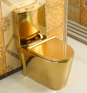 Toilette en céramique dorée Couleur Golden Retrete Inodoro Articles sanitaires plaqués or S Trap Cuvette <span class=keywords><strong>Wc</strong></span> Toilette - Product Image 3