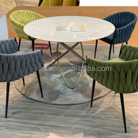Table à manger en marbre blanc de luxe Fashional design en verre rond pour salon couleur dorée meubles de maison