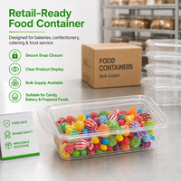 Conteneur en plastique transparent prêt à la vente, sans BPA, en RPET recyclé, avec languette de sécurité pour l'emballage de confiseries, gâteaux et en-cas