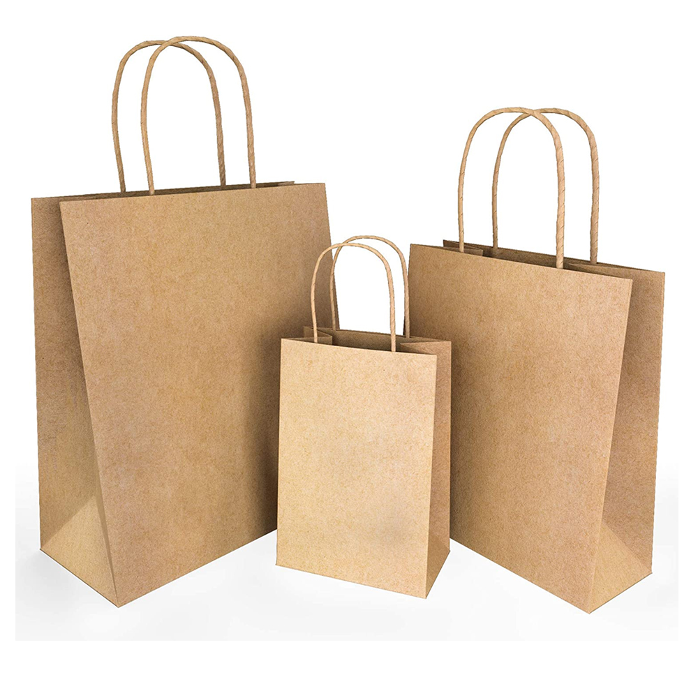 Wholesale Custom Logo Personal Paper Gift Bags Fashion Shopping Tote Bag Kraft Paper Bag With Handle Hot Stamping Packing Items