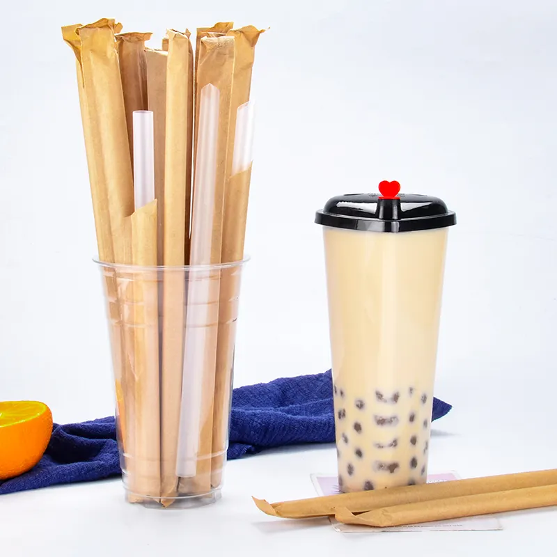 Hot sell disposable drinking personalised paper drinking straw with kraft paper wrap