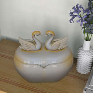 تمثال سيراميك فاخر على شكل قلب بطائرين (بجعتين) للبيع بالجملة، قابل للتخصيص، تحفة فنية سيراميكية راقية للسوق الأوروبية والأمريكية - Product Image 6