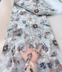 Abito Formale Estivo 2026 in Pizzo Francese, Tessuti in Pizzo per Donne, Pizzo Francese con Paillettes e Perline - Product Image 5