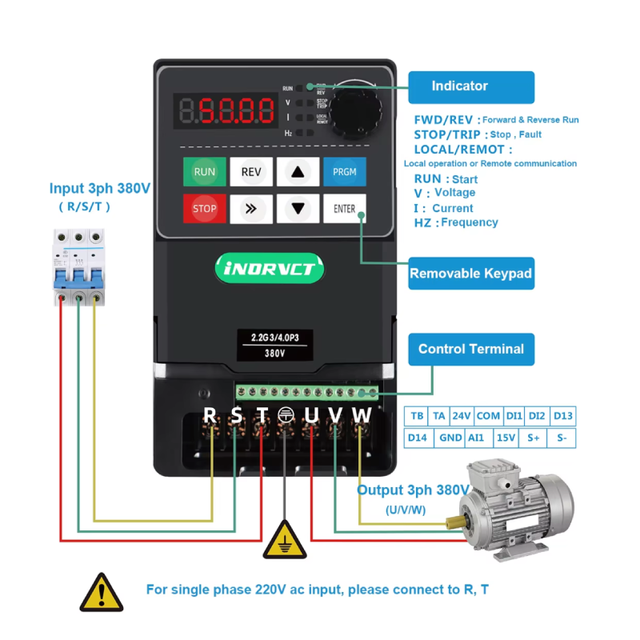 Single Three Phase 380V Variable Frequency Drive (VFD) 0.75kw~10kw for Compressors for 380V Motors