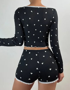Nova Chegada Conjunto de Pijamas Femininos Respirável com Estampa e Renda, Camisola de Noite com Cintura Elástica e Decote em V para o Verão - Product Image 5