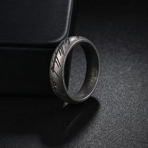 2024 nueva venta al por mayor de acero inoxidable Chapado en negro moda vikingo <span class=keywords><strong>runa</strong></span> anillos Retro Simple Hip Hop estilo Punk hombres anillo joyería - Product Image 3
