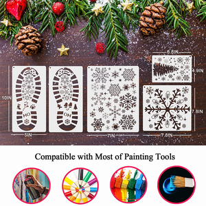 Pochoirs de flocons de neige de Noël de grande taille, <span class=keywords><strong>pochoir</strong></span> de traces de pas pour la <span class=keywords><strong>peinture</strong></span> <span class=keywords><strong>sur</strong></span> le sol, le <span class=keywords><strong>verre</strong></span>, les fenêtres - Product Image 3