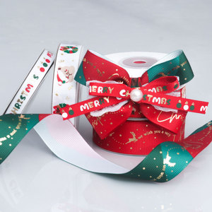 Pita Natal Siap Pakai dengan Hot Stamping Bahasa Inggris Lebar 1.6CM untuk Pohon Natal, Dekorasi Pakaian Natal - Product Image 3
