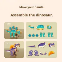 YD TOYS Rompecabezas Magnético de Madera Hecho a Mano para Niños, Dinosaurio Jurásico, Bloques de Construcción 3D Cortados con Láser, 50 Piezas, Coordinación Mano-Ojo