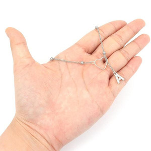 Collier personnalisé avec initiales pour femmes, plaqué or 14 carats, collier en Y avec perles, pendentif lettre délicat, cadeau de bijoux - Product Image 2