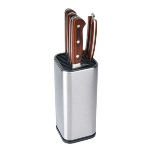Bloc de couteaux <span class=keywords><strong>universel</strong></span> rond en acier inoxydable, support d'outils de coupe avec évacuation de l'eau - Product Image 6