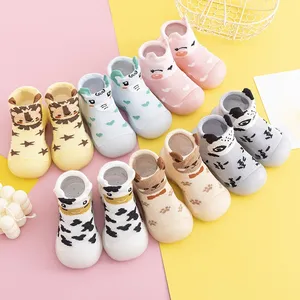 Personnalisé 3D dessin animé oreilles d'animal TPR chaussures en caoutchouc semelle souple intérieur sol anti-dérapant nouveau-né enfants bambin bébé chaussettes