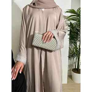 Vestido Abaya Musulmán de Lujo de Dubái, de Poliéster Transpirable, de una Pieza, con Mangas con Cuentas, Personalizado, Modesto, con Pedrería, Elegante para Fiestas - Product Image 2