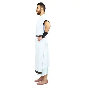 Griekse God Kostuum Witte Romeinse Krijger Volwassen Toga Kostuum