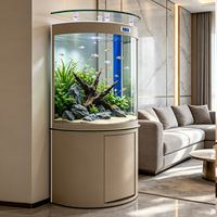 Aquarium semi-circulaire en verre ultra-clair, petit aquarium écosystème sans changement d'eau pour meuble TV