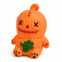 En gros Jouet Squishy Homme Citrouille d'Halloween, Poupée Citrouille Cousue avec Yeux Bouton, en Matériau TPR, Jouet Sensoriel Anti-stress à Presser
