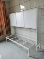 Lit escamotable en acier gain de place 140x200cm avec kit de quincaillerie murale et bureau intégré, design moderne pour hôtels et petits appartements