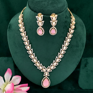 Premium Fashionable Mehandi CZ Moissanite Kundan Necklace for Women Wedding Bridal Engagement Party Wear Statement Jewelry - Product Image 1
