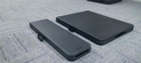 Meubles d'extérieur pour les fêtes, table et bancs pliants de jardin en rotin texturé noir HDPE de 6 pieds, robustes et portables