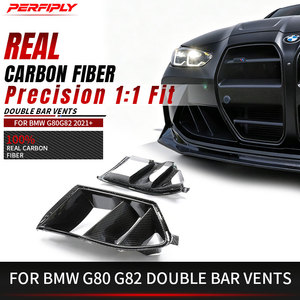 Pièce auto Perfiply, pare-chocs avant en fibre de carbone véritable, double barre d'admission d'air, prise d'air pour BMW <span class=keywords><strong>M3</strong></span> G80/M4 G82 <span class=keywords><strong>2020</strong></span>+, aérateurs - Product Image 1