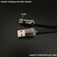 Cables USB a de 8 Pines Resistentes a la Intemperie, con Doble Conector Recto, Malla de Nailon Kirsite Trenzada