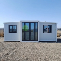 Maison conteneur extensible à double aile avec fenêtres, structure en acier modulaire, pour centres commerciaux et hôtels, design moderne, fournie directement par l'usine