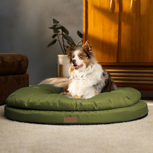 Cama para perros tamaño <span class=keywords><strong>King</strong></span> ultra cómoda, espuma viscoelástica ortopédica de doble capa, alfombrilla redonda circular impermeable, cama ortopédica grande para perros - Product Image 1