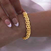 Bracelet pour femme en acier inoxydable plaqué or 18 carats, bracelet de montre de 11 cm de large