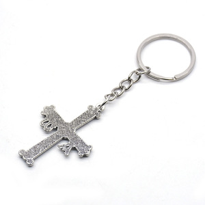 Antique <b>Silver</b> <b>Cross</b> Keychain Zinc Alloy Pendant <b>Ring</b> Ornament Cultural Gift Giveaway - Product Image 2