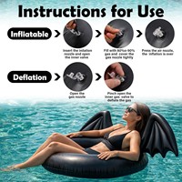 Bouée gonflable ailes de chauve-souris noires pour Halloween, grande flotteuse de piscine pour adultes, idéale pour les fêtes à la plage