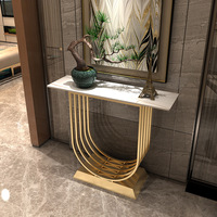 Table d'entrée minimaliste de style italien, console de salon en fer forgé, meuble de présentation en marbre doré, luxe léger et tendance