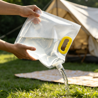 Sac d'eau pliable pour l'extérieur, pochette transparente avec bec verseur, sac d'emballage épais pour liquides et boissons de qualité alimentaire