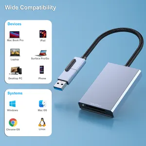 Customize SD 4.0 Card Reader USB-C/A 2-in-1 Memory Card Reader For SDXC SDHC SD MMC RS-MMC Micro SDXC Micro SD