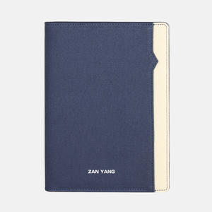 สมุดบันทึกธุรกิจแบบหลวม ปกหนัง PU ลายไขว้ เรียบง่าย พร้อมช่องใส่ของอเนกประสงค์ภายใน - Product Image 4