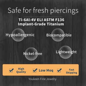 Piercing per Orecchio in Titanio Grado Impiantabile Lotus con Zircone, Regalo di Nozze per Bambini, <span class=keywords><strong>Gioielli</strong></span> per Piercing Industriale - Product Image 2
