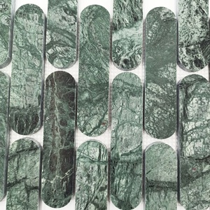 Mosaico ovalado largo de mármol verde de Cabo Verde, mármol verde indio, azulejos de mosaico verde - Product Image 5